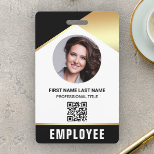 Zwarte Goud Naam Foto QR Code Personeelskaart Badge