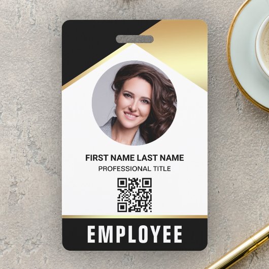 Zwarte Goud Naam Foto QR Code Personeelskaart Badge