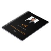 Zwarte goud naam initiële foto business notitieboek (Linkerzijde)