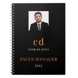 Zwarte goud naam initiële foto business notitieboek