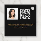 Zwarte goud naam logo foto QR-code hanglabel Bedankjes Labels (Achterkant)