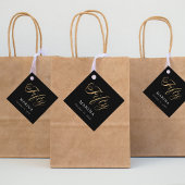 Zwarte goud naam script 50ste verjaardag bedankjes labels