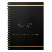 Zwarte goud naam script minimalistisch notitieboek (Voorkant)