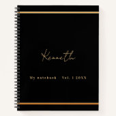 Zwarte goud naam script minimalistisch notitieboek (Voorkant)