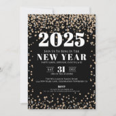 Zwarte Goud Oud en Nieuw-feest Kaart (Voorkant)