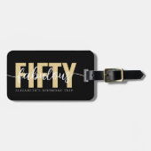 Zwarte Goud Prachtige Vijftigste Verjaardagsreis Bagagelabel (Voorkant horizontaal)
