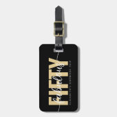 Zwarte Goud Prachtige Vijftigste Verjaardagsreis Bagagelabel (Voorkant verticaal)