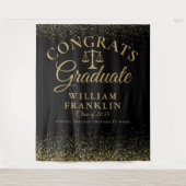 Zwarte Goud Rechtsgeleerdheid Afstudeerfoto Achter Wandkleed (Voorkant)