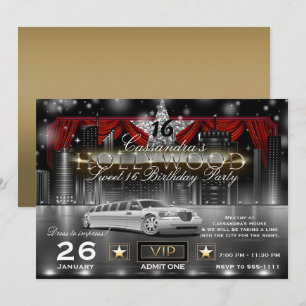 Zwarte Goud Rode Stad Licht Limousine Hollywood Fe Kaart