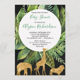 Zwarte goud safari baby shower genderneutraal kaart