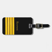 Zwarte goud schip kapitein strepen bagagelabel (Voorkant horizontaal)