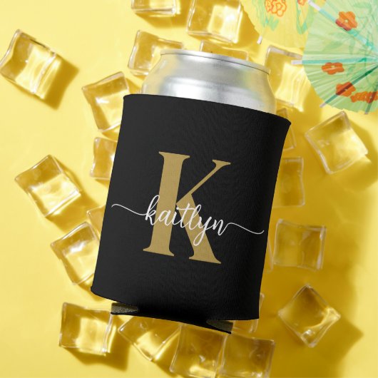Zwarte Goud Schrift Monogram Blikjeskoeler (Insitu Zomer)