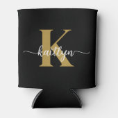 Zwarte Goud Schrift Monogram Blikjeskoeler (Voorkant)
