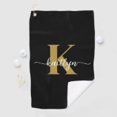 Zwarte Goud Schrift Monogram Golfhanddoek (Insitu)