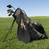 Zwarte Goud Schrift Monogram Golfhanddoek (Groen)