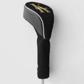 Zwarte Goud Schrift Monogram Golfheadcover (Schuin)