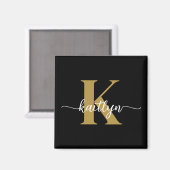 Zwarte Goud Schrift Monogram Magneet (Voorkant / Achterkant)