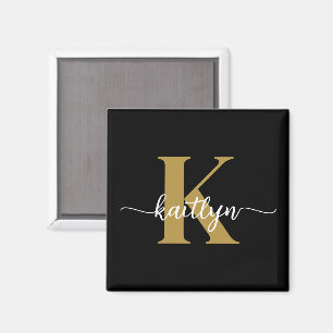Zwarte Goud Schrift Monogram Magneet