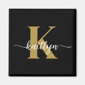 Zwarte Goud Schrift Monogram Magneet (Voorkant)