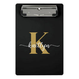 Zwarte Goud Schrift Monogram Mini Klembord