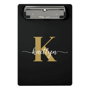 Zwarte Goud Schrift Monogram Mini Klembord