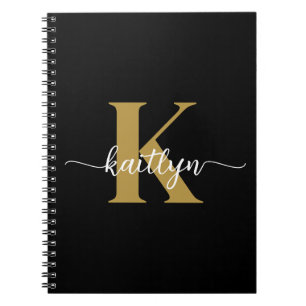 Zwarte Goud Schrift Monogram Notitieboek
