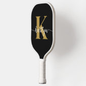 Zwarte Goud Schrift Monogram Pickleball Paddle (Links)