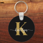 Zwarte Goud Schrift Monogram Sleutelhanger (Achterkant)