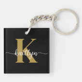 Zwarte Goud Schrift Monogram Sleutelhanger (Achterkant)
