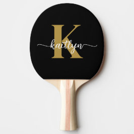 Zwarte Goud Schrift Monogram Tafeltennisbatje