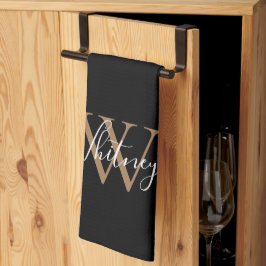  Zwarte Goud Schrift Naam Monogram  Theedoek