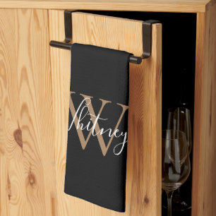 Zwarte Goud Schrift Naam Monogram Theedoek