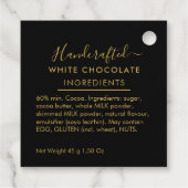 Zwarte Goud Schrift Witte Chocolade Ingredienten Bedankjes Labels (Achterkant)