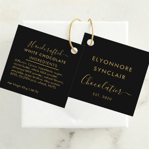 Zwarte Goud Schrift Witte Chocolade Ingredienten Bedankjes Labels