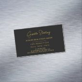 Zwarte Goud Script Luxe Vastgoed Professioneel Magnetisch Visitekaartje (Voorbeeld)