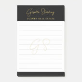 Zwarte Goud Script Luxe Vastgoed Professioneel Post-it® Notes (Voorkant)