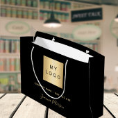 Zwarte goud signature naam bedrijfslogo groot cadeauzakje