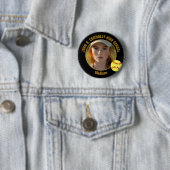 Zwarte Goud Softbal Speler Foto Middelbare School Ronde Button 5,7 Cm (In situ)