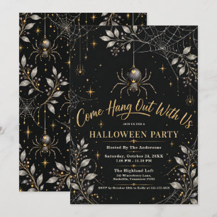 Zwarte Goud Spin Halloween Feest Kaart