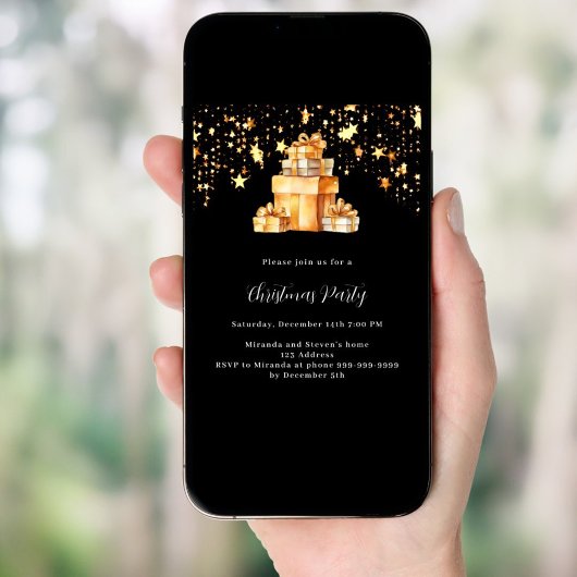 Zwarte goud sterren cadeaus Kerstfeest Kaart