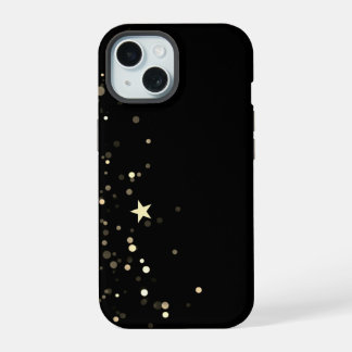Zwarte Goud Sterrennacht telefoonhoes iPhone 15 Case