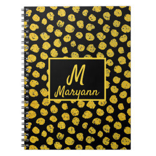 Zwarte Goud Stippen Glamoureuze Naam & Monogram Notitieboek
