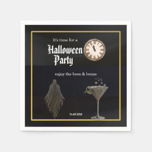 Zwarte Goud Tijd Voor Boos en Drank Halloween Fees Servet