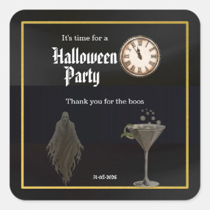 Zwarte Goud Tijd Voor Boos en Drank Halloween Fees Vierkante Sticker