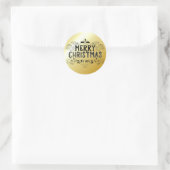 Zwarte Goud Vrolijk Kerstmis Typografie Sticker (Tas)
