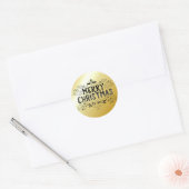 Zwarte Goud Vrolijk Kerstmis Typografie Sticker (Envelop)