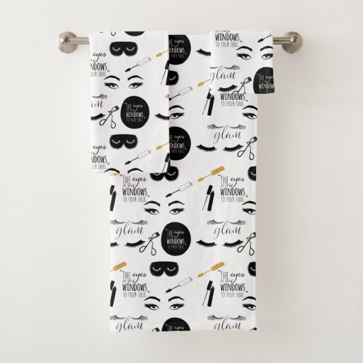 Zwarte Goud Wimpers Glam Bad Handdoek (Insitu)