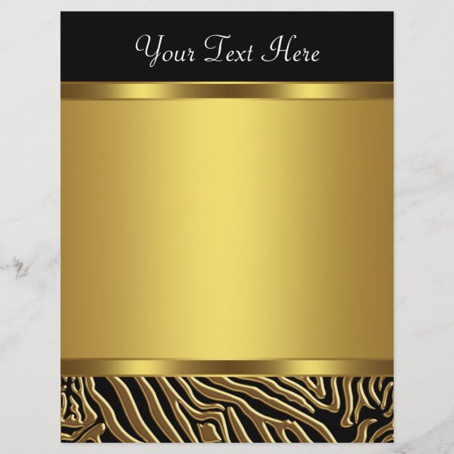 Zwarte Goud Zebra Elegante Zwarte Zebra Briefhoofd (Voorkant)