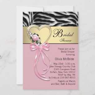 Zwarte Goud Zebra Roze Zebra Bruiloft Feest Kaart