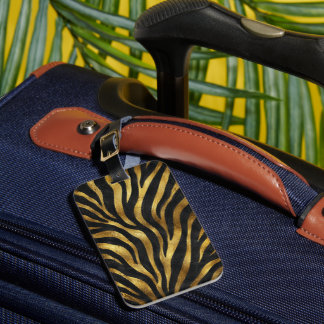 Zwarte Goud Zebraprint Bagagetailie Bagagelabel